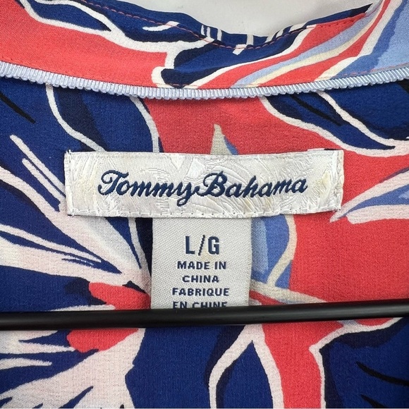 Tommy Bahama Oasis Petals Silk Button-Up Camp Shirt Large Orange Blue Resort - Picture 2 of 6
